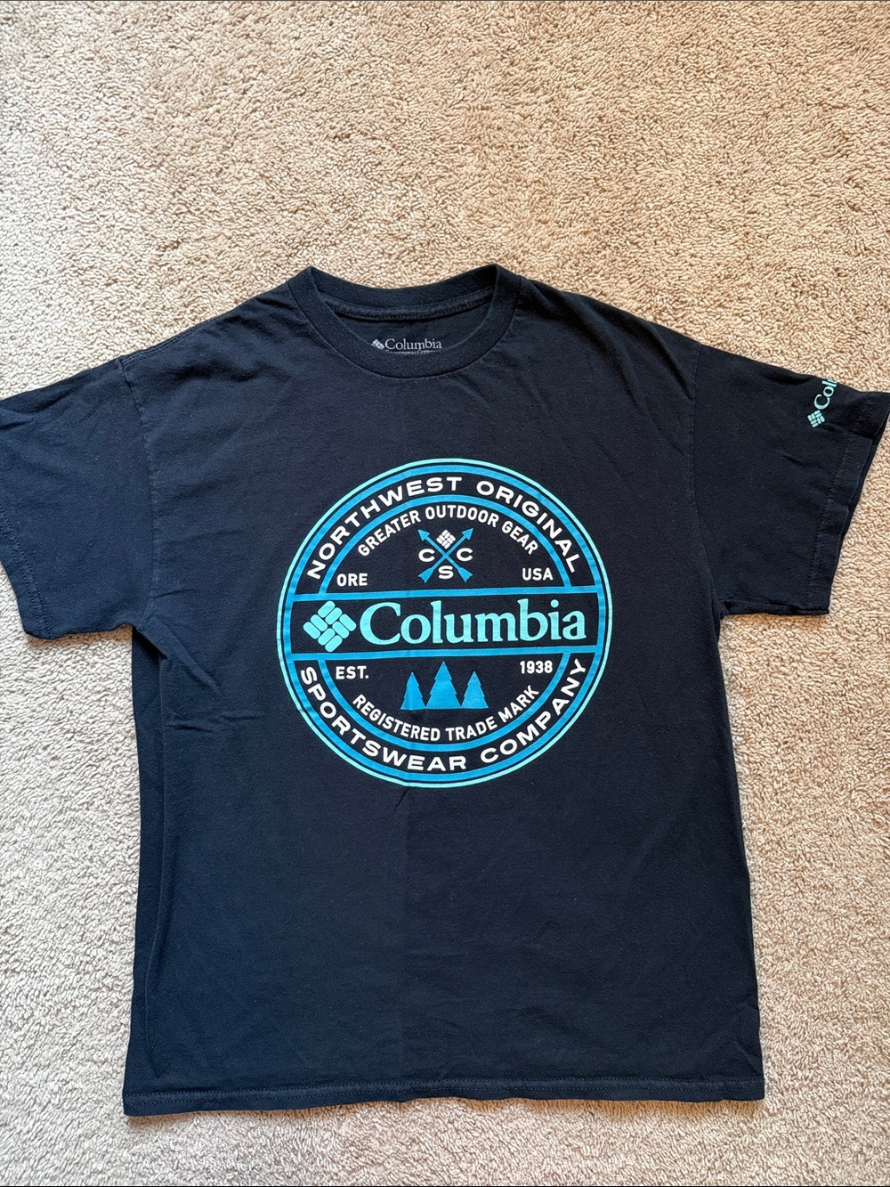 Columbia Black Short-Sleeve Tee with Teal Logo